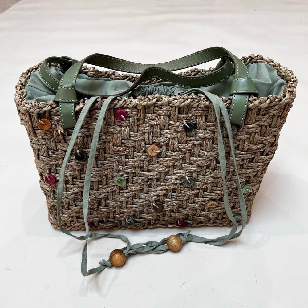 vintage straw beach bag